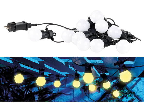 Guirlande guinguette 4,50 m 10 ampoules LED 3W - Blanc chaud
