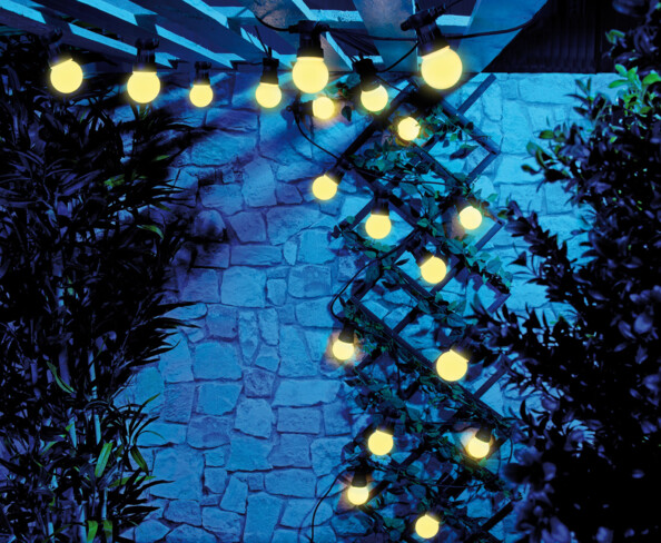 Guirlande guinguette 9,50 m 20 ampoules LED 6W - Blanc chaud Lunartec