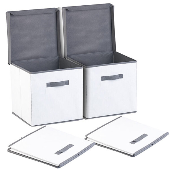 2 boîtes de rangement pliables avec couvercle - Blanc