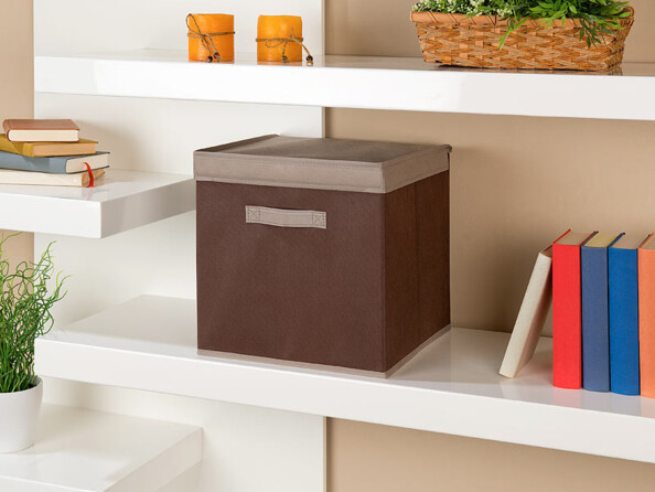 2 boîtes de rangement pliables avec couvercle - Brun Pearl