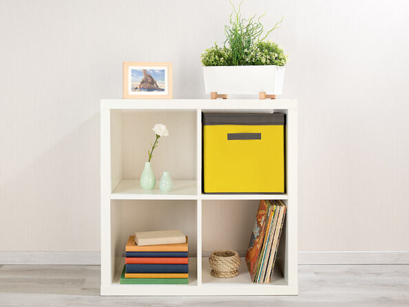 Lot de 2 boîtes de rangement pliables avec couvercle - Jaune