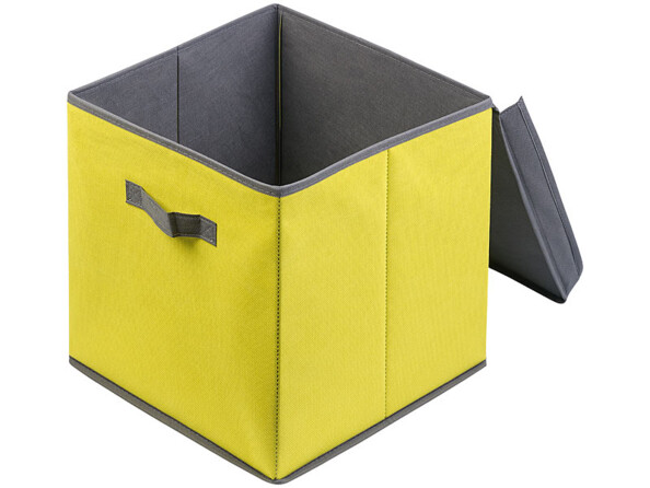 Lot de 2 boîtes de rangement pliables avec couvercle - Jaune