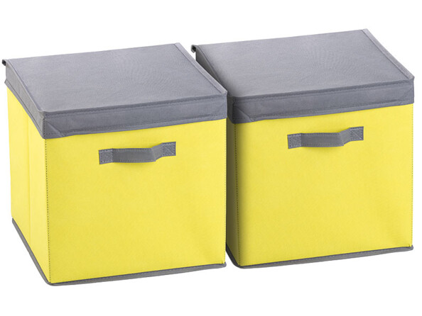 Lot de 2 boîtes de rangement pliables avec couvercle - Jaune