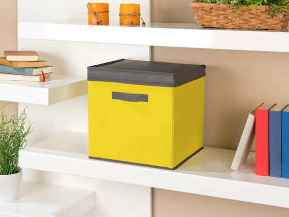Lot de 2 boîtes de rangement pliables avec couvercle - Jaune