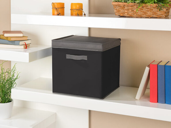 Lot de 2 boîtes de rangement pliables avec couvercle - Noir