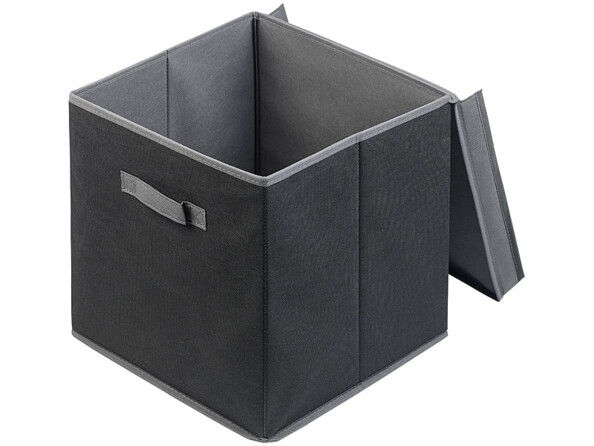 Lot de 2 boîtes de rangement pliables avec couvercle - Noir