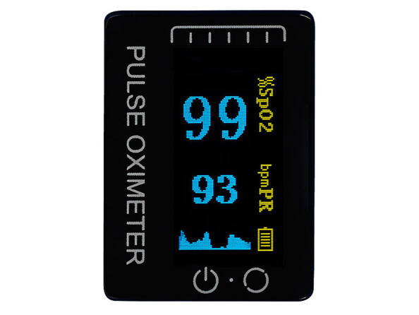 écran LCD couleur lisible avec affichage de la saturation en oxygène et des battements par minute