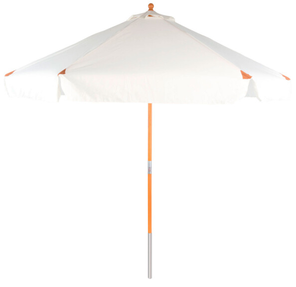 Parasol avec structure en bois, élément décoratif pour pointe du parasol et mode d'emploi en français