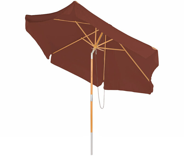Parasol inclinable UV 50+ / Ø 3 m avec armature en bois, coloris marron, de la marque Royal Gardineer