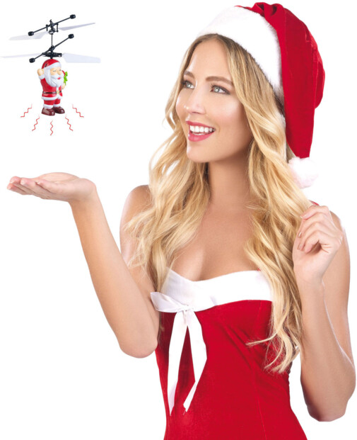 Père Noël volant à lumière LED multicolore Simulus