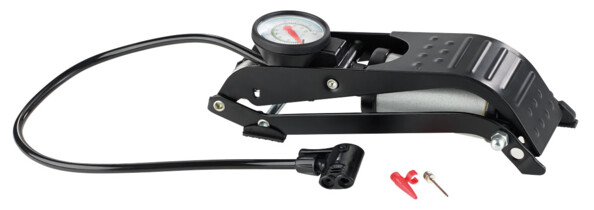 Pompe à pied cylindre métal avec manomètre