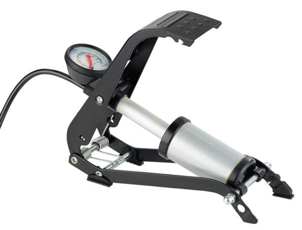 Pompe à pied cylindre métal avec manomètre