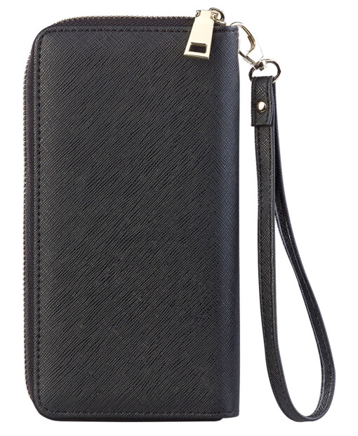 Porte-feuille RFID aspect cuir avec compartiment pour smartphone