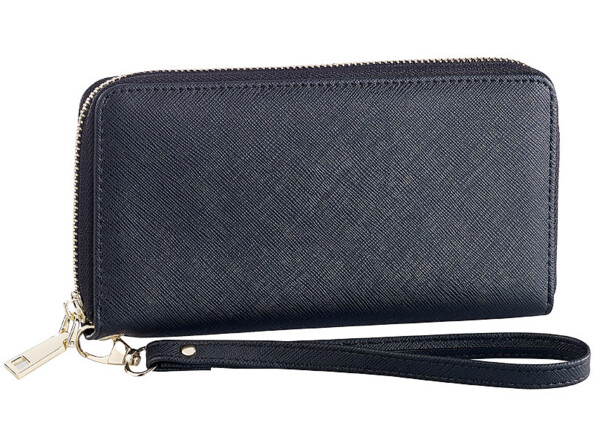 Porte-feuille RFID aspect cuir avec compartiment pour smartphone