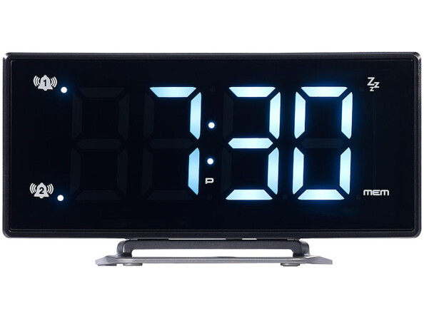 Radio-réveil à projection avec affichage blanc et port de chargement USB