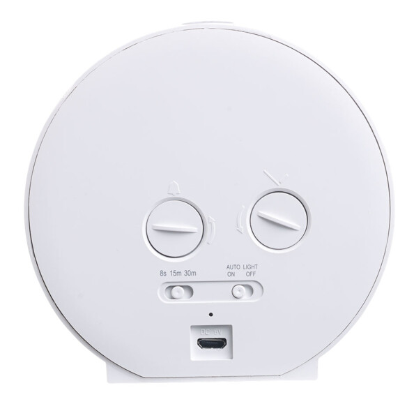 Réveil à quartz Infactory. Commandes à l'arriére