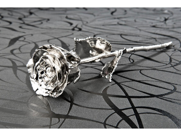 veritable rose eternelle plaquée platine 18 carats. Conservation éternelle !