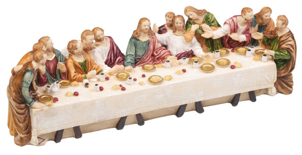 Sainte Cène en polyrésine avec 13 figurines peintes à la main