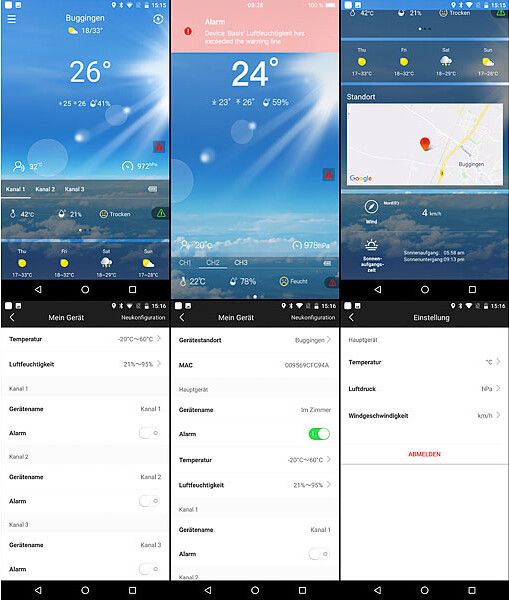 Météo connectée appli Android/IOS - Pack Emetteur Thermomètre ambiant + Hub  récepteur