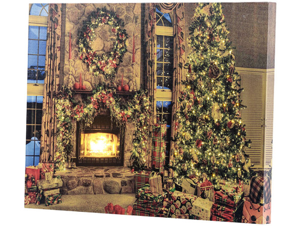 Tableau lumineux à LED lumière vacillante "Magie de Noël" 40 x 30 cm