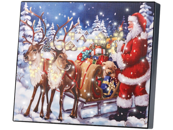 Tableau lumineux "Père Noël et son traîneau" 28 x 23 cm
