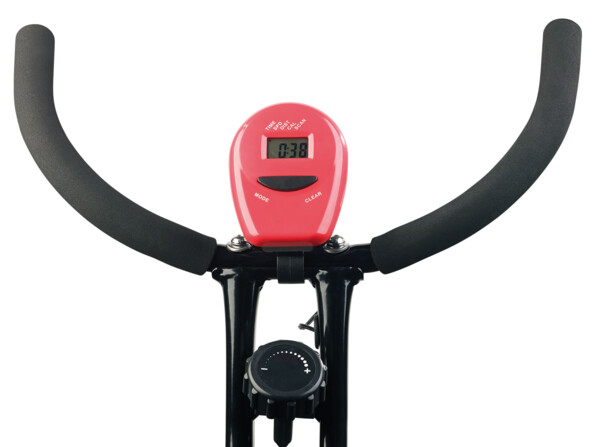 Vélo d'appartement pliable avec ordinateur d'entraînement rouge et noir