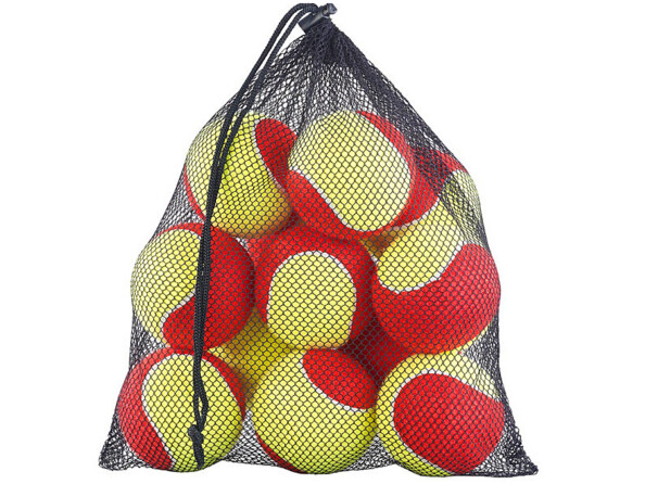 sachet de 12 balles de tennis molles lentes pour debutants et entrainement 77mm 65mm