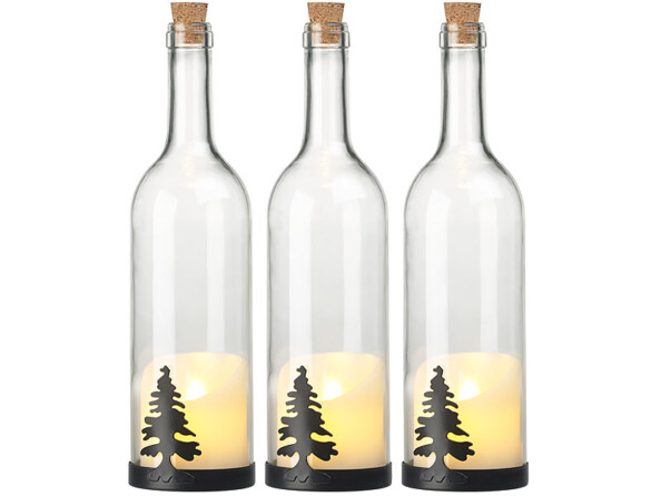Bouteille de vin décorative avec bougie LED vacillante - Classique, Bougeoirs et bougies à LED