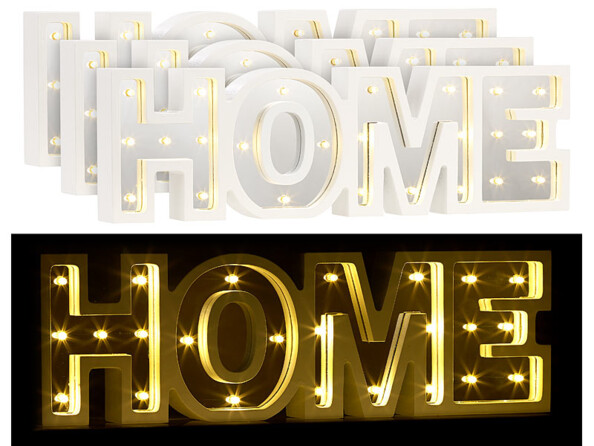 3 miroirs décoratifs lumineux sans fil "HOME" avec fonction minuteur