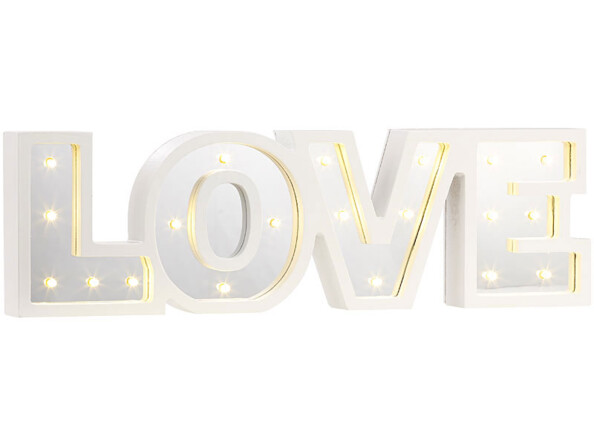 3 miroirs décoratifs lumineux sans fil "LOVE" avec fonction minuteur