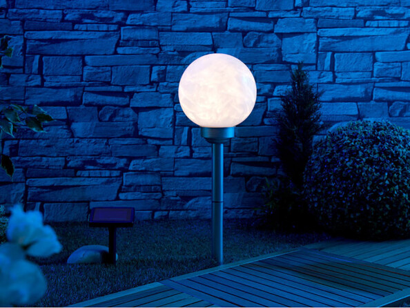 2 bornes lumineuses sphériques à LED Ø 20 cm avec effet lumineux rotatif