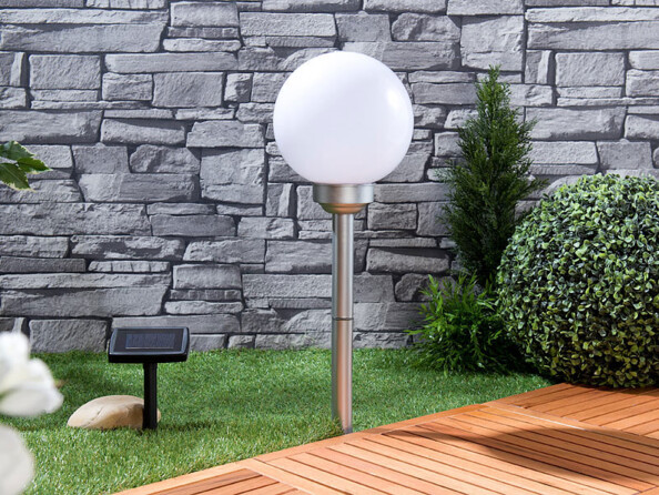 4 bornes lumineuses sphériques à LED Ø 20 cm avec effet lumineux rotatif