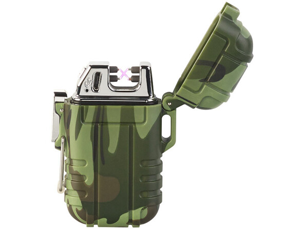 Briquet électronique rechargeable à double arc électrique, coloris camouflage
