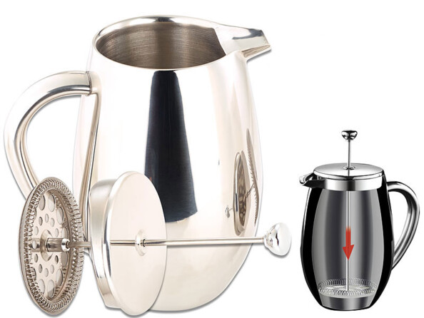 Pichet à double paroi : maintient le café chaud plus longtemps