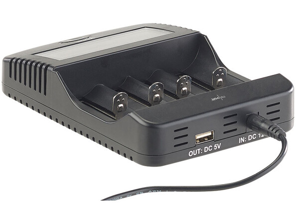 Chargeur rapide d’accus avec écran LCD et port USB