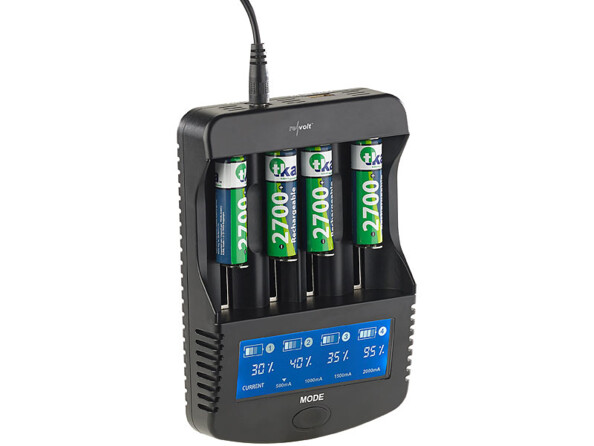 chargeur de piles accumulateurs li ion aa et aaa avec écran et sortie usb pour smartphone