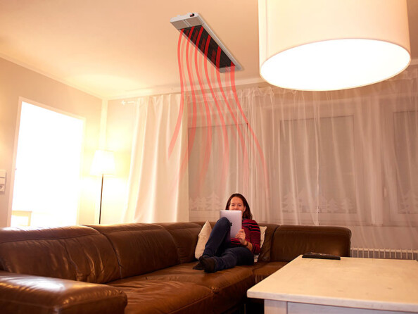 Mise en situation dans un salon du chauffage radiant RA-118