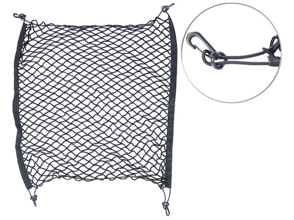 Filet de rangemement de coffre pour baggages, cartons et petits objets avec crochet de fixation rapide