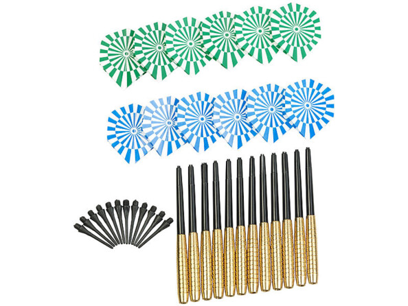 Jeu de 12 fléchettes en laiton - Pointes en plastique