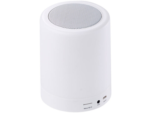 mini lampe led nomade avec haut parleur et lecteur bluetooth micro sd aux jack 3,5mm auvisio