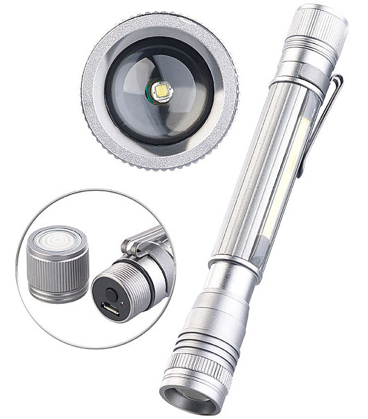 Lampe de poche LED COB rechargeable avec Bande LED latérale KryoLights, À  LED
