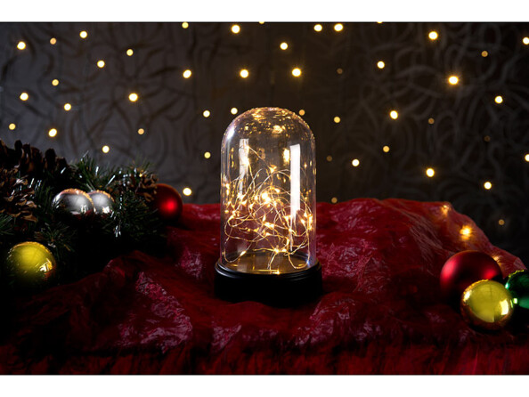décoration de noel filament led sous cloche pour table de repas et rebord de fenetre