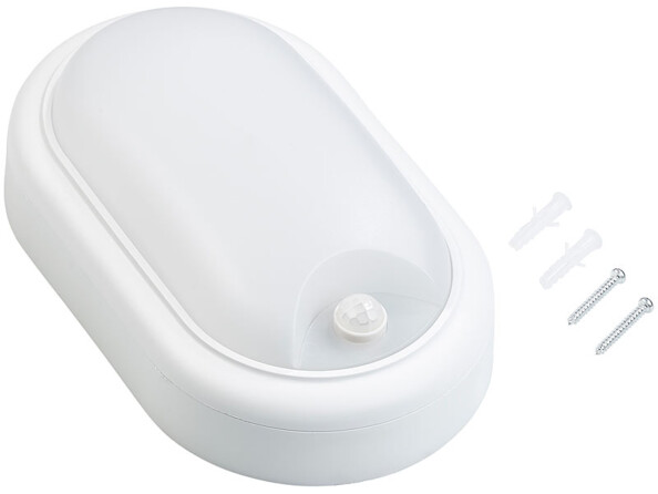 Lampe LED ovale antichoc 1050 lm / 15 W / 4000 K - Avec détecteur