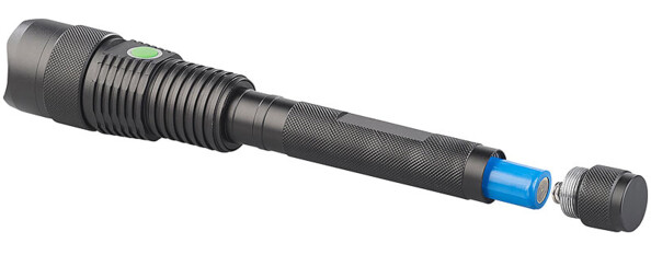 Lampe torche avec 2 batteries lithium-ion remplaçables type 18650