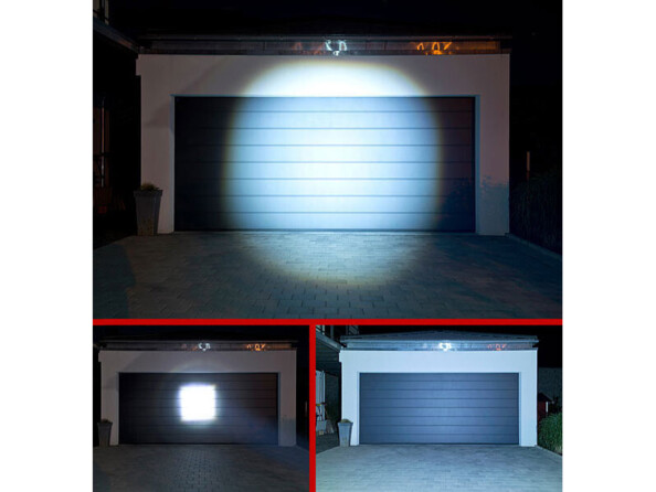 Lampe torche à LED CREE. Mise en situation devant une porte de garage
