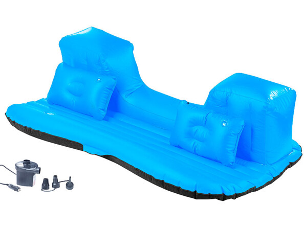 Lit gonflable pour banquette de voiture avec pompe 12 V. Couchage stable grâce aux pieds de support