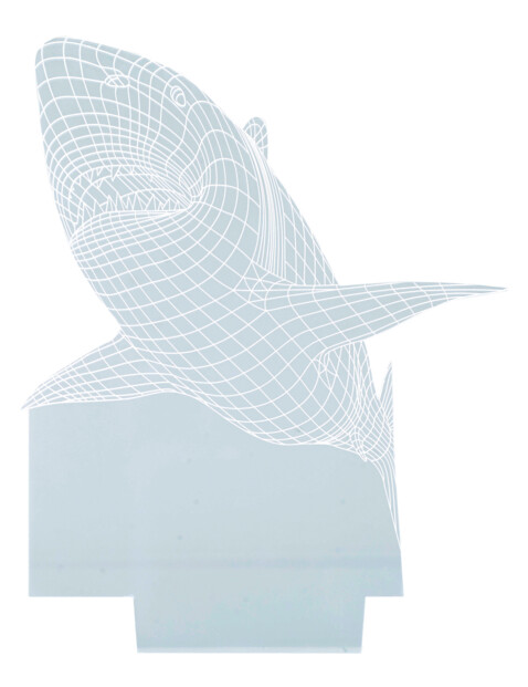 motif requin blanc hologramme 3d pour socle lumineux lunartec nx9153 bleu