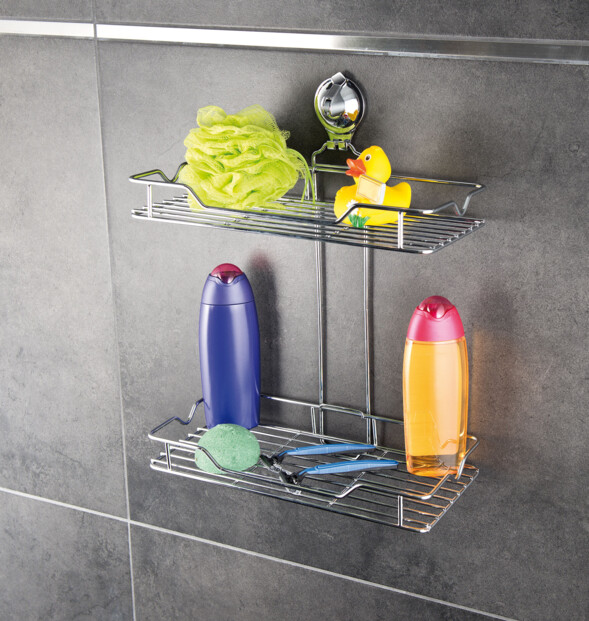 Panier de douche deux étages avec fixation ventouse