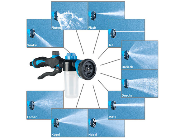 Pistolet d'arrosage 10 jets avec réservoir