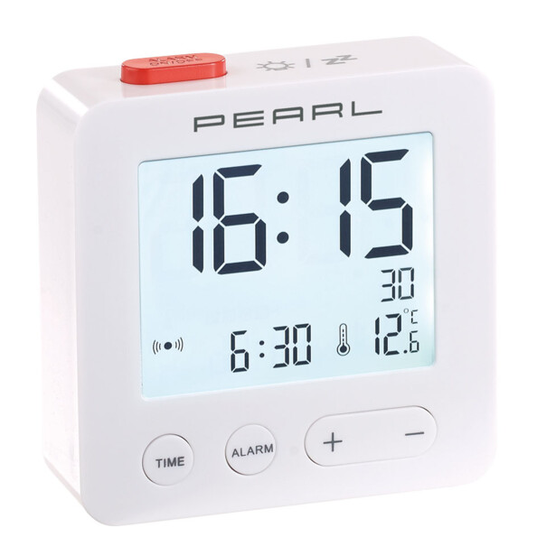 mini réveil de voyage avec réglage automatique de l'heure thermometre ecran eclairé Pearl